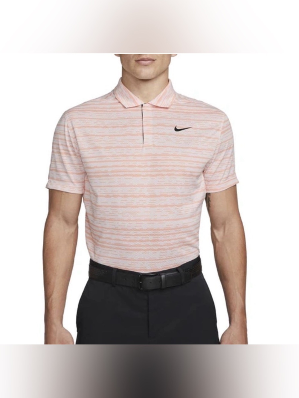Nike Dri-FIT ADV Tiger Woods Golf Polo Shirt Pink Striped Men’s Medium